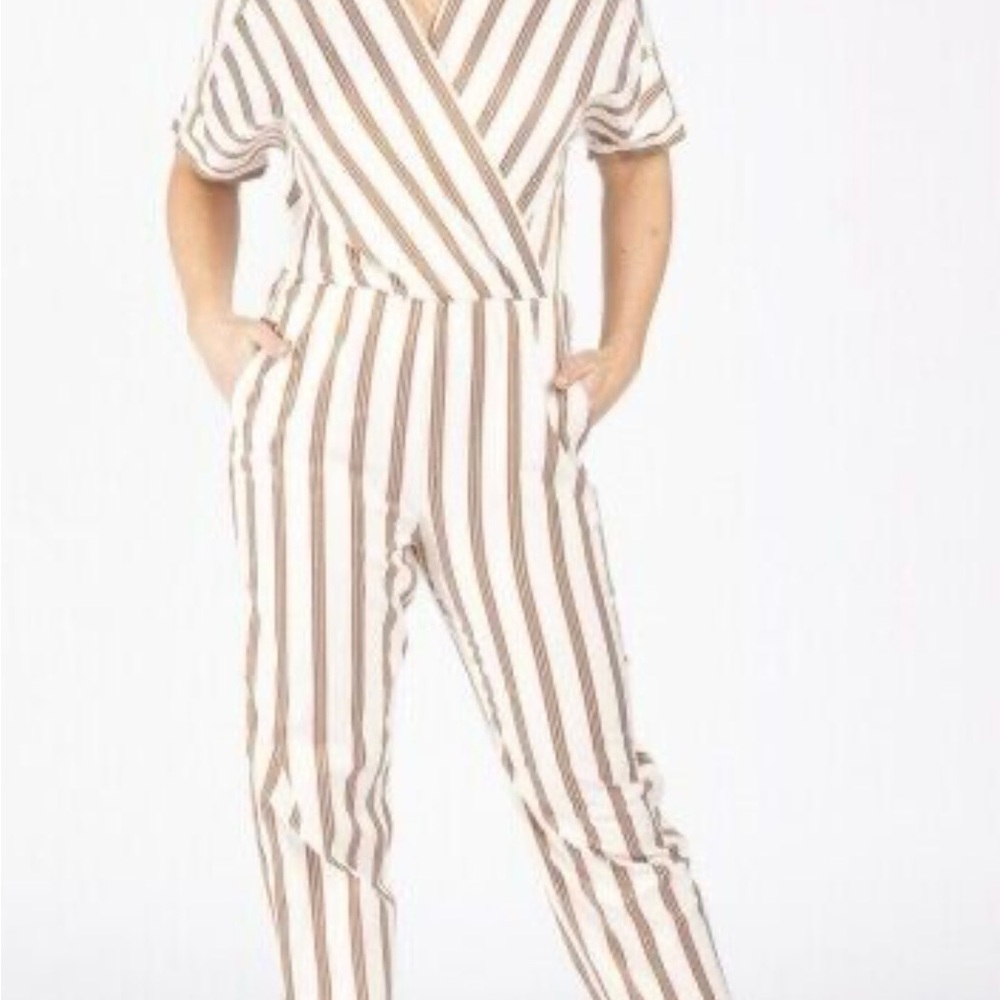 Maje Pieni  Striped Jumpsuit V neck Twill 38
